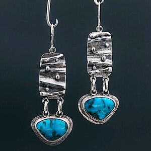 Vintage Handmade Blue Dangle Boho Earrings